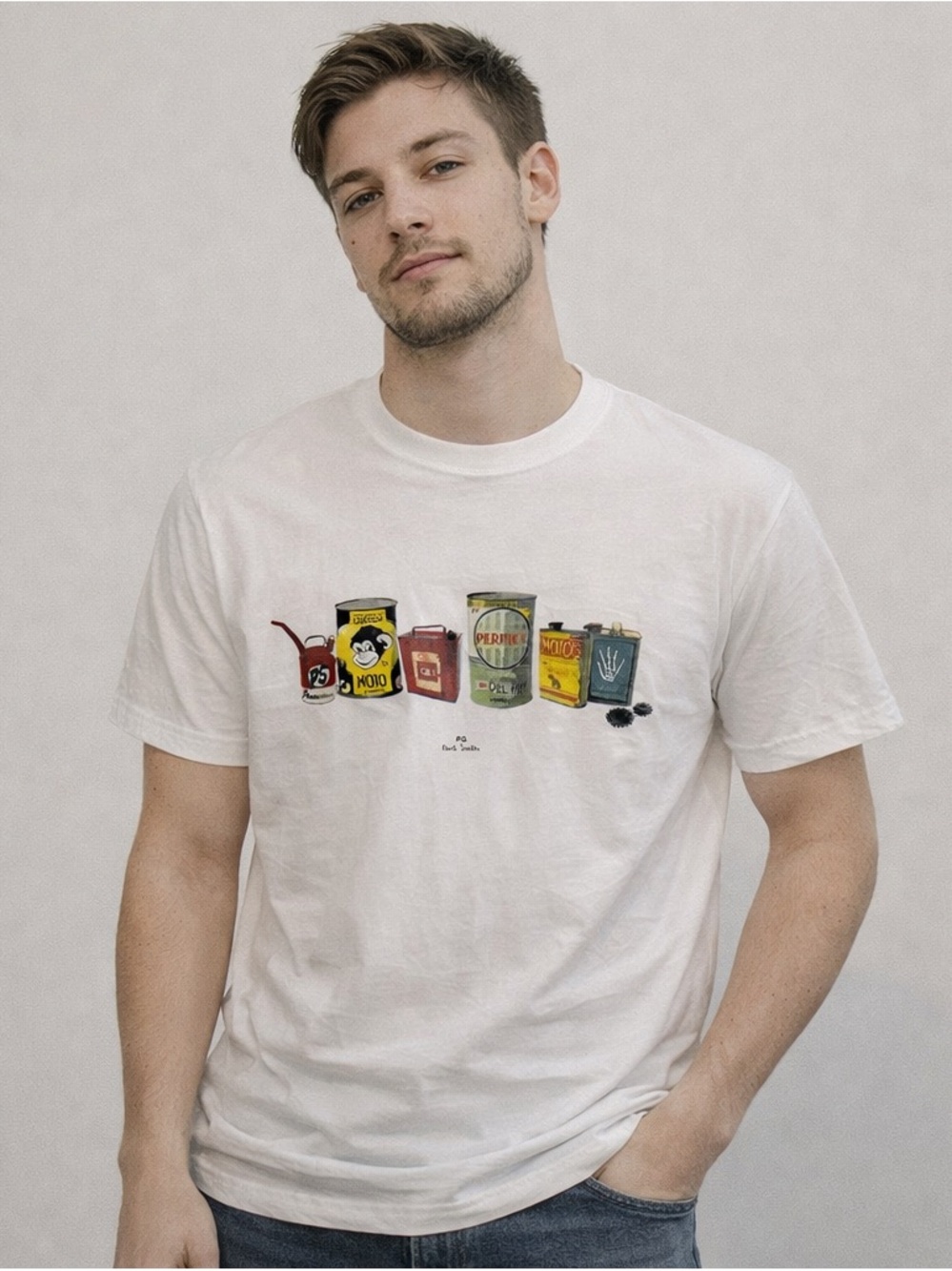 Paul Smith 'PS’ Oil Cans Print T-shirt Men’s Small White